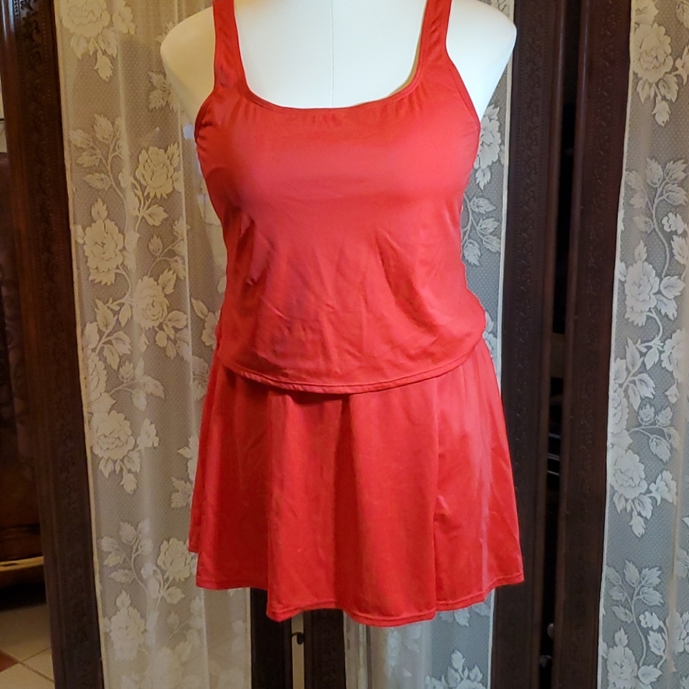 Red Long Skirt Tankini